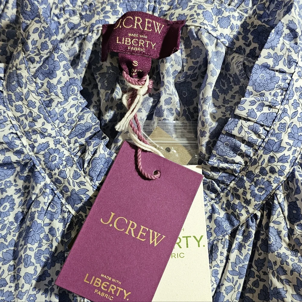 J. Crew Liberty Fabrics Ruffle Collar Dress in D'Anjo Coast Size Small NWT